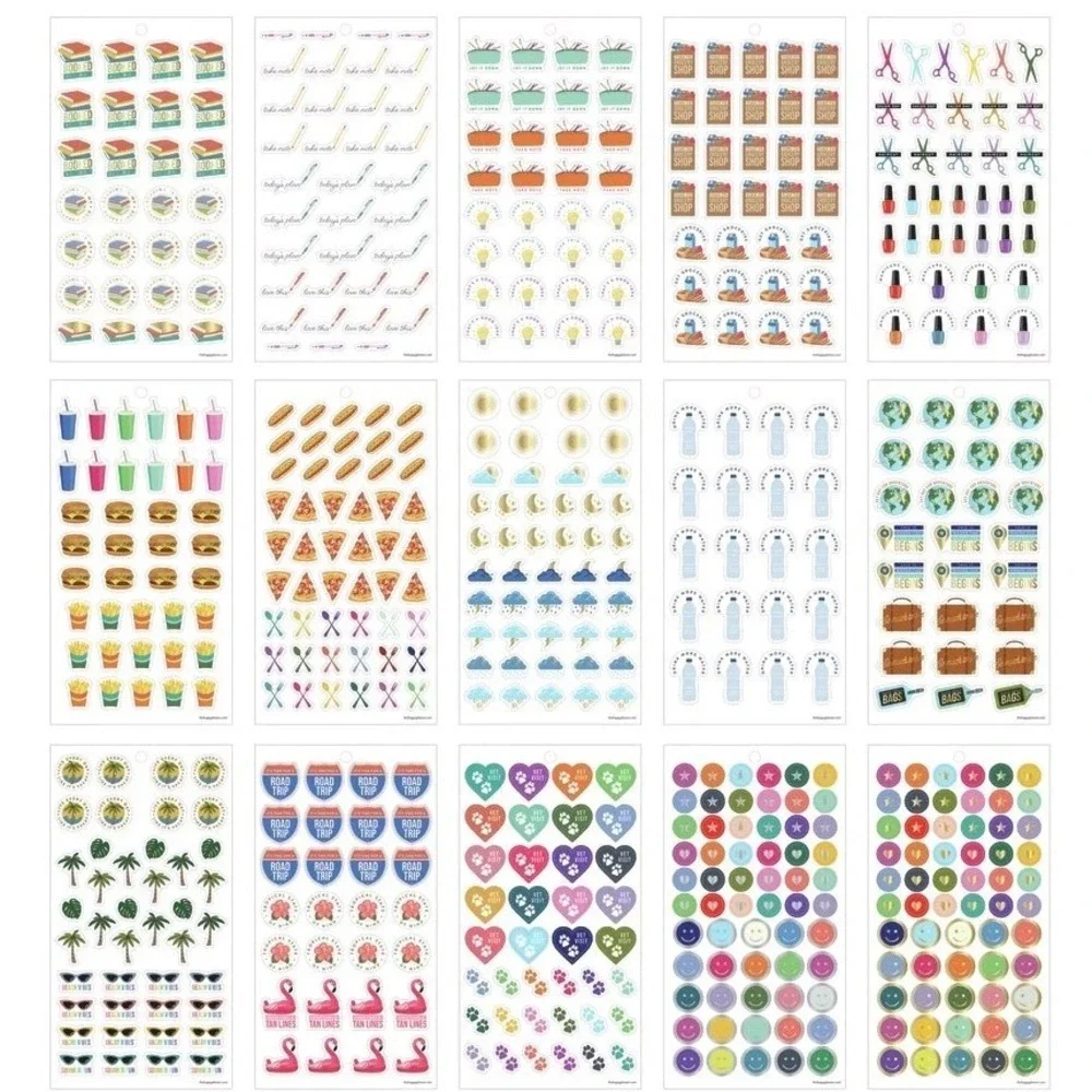 Happy Planner Everyday Icons Sticker Sheets Bright & Bold - 995 Pieces Mambi